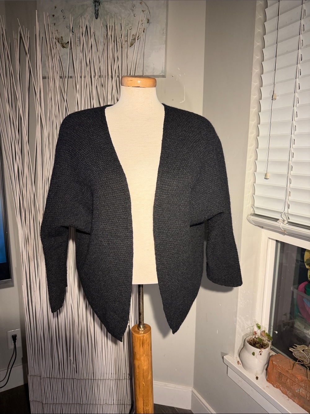 Brandy Melville Dark Grey Open-Front Women’s Knit Cardigan Sweater